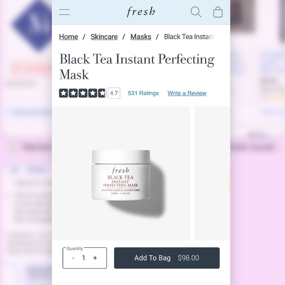 fresh - 100ml Black Tea Instant Perfecting Mask (Full, Large Size)
